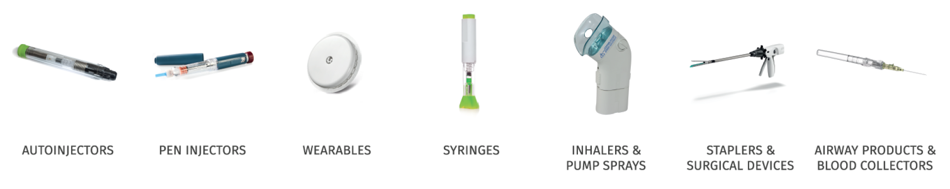 Spring applications in medical devices: autoinjectors, pen injectors, wearables, Syringes, Inhalers, Staplers, Surgical Devices, Airway products, Blood Collectors, Catheter
