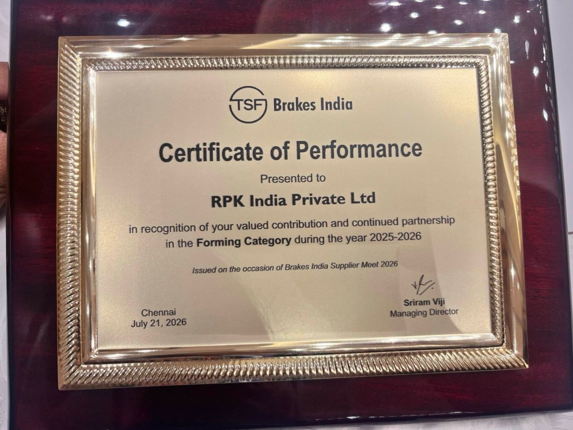 Brakes India Award
